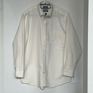 STAFFORD Men Travel Wrinkle Free Butter Yellow Button Up Casual Dress Shirt 15.5